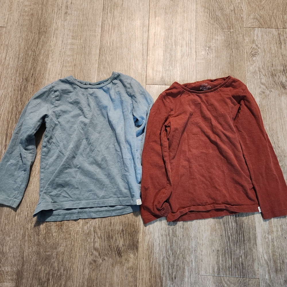 Bundle Of 2 Kids Long Sleeve Tees - Blue and Rust
